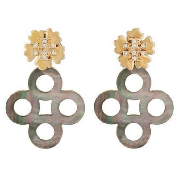 Tory Burch Kira Logo Clover Pavé Front/Back Earrings - Picture 8 of 8